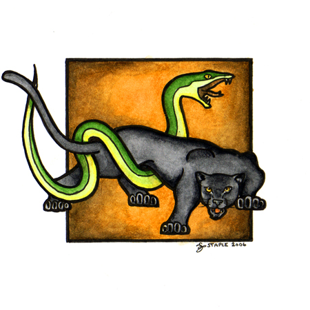 Panther and Snake Watercolor Painting